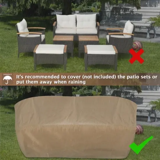Costway 7PCS Patio Rattan Furniture Set Cushion Armrest Loveseat Ottoman Table image {8}