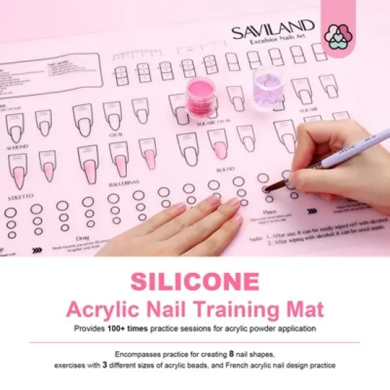 SAVILAND Unbreakable Silicone Nail Training Kit - Flex & Hold Mannequin Hand with 100+ Practice Tips for Home Salon. image {5}