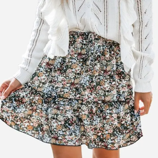 Women's Ditsy Floral Drawstring A-Line Skirt - Cupshe image {7}
