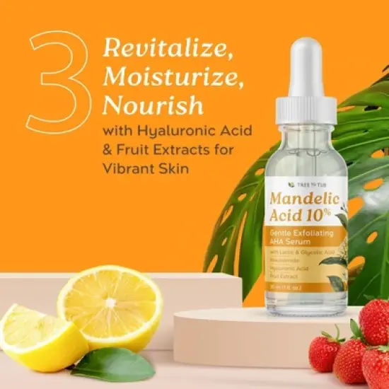 Tree To Tub Mandelic Acid Serum - 10% Gentle Exfoliating AHA Serum - Lactic & Glycolic Acid for Smoother Skin - Vegan Skincare for Men & Women image {5}