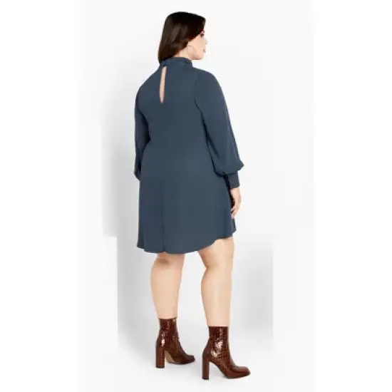 Women's Plus Size Neck Tie Tunic - Navy | CITY CHIC image {4}