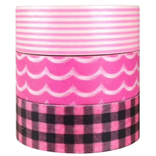 Wrapables Pink Pleasure Japanese Washi Masking Tape (Set of 3) image {1}