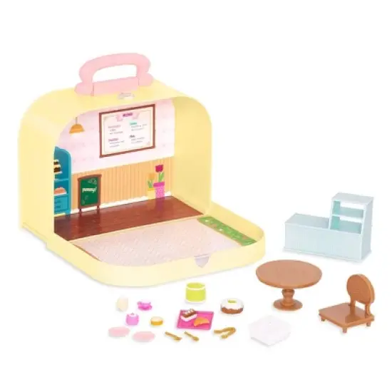 Li'l Woodzeez Toy Furniture Set in Carry Case 20pc - Travel Suitcase Pastry Shop Playset image {3}