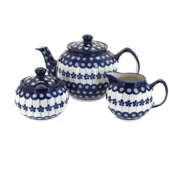Blue Rose Polish Pottery 5960 Zaklady 3 PC Tea Set image {1}