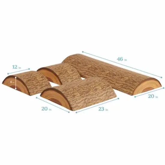 ECR4Kids SoftZone Tree Log Climber Set, Balance Builders, Chocolate, 4-Piece image {1}