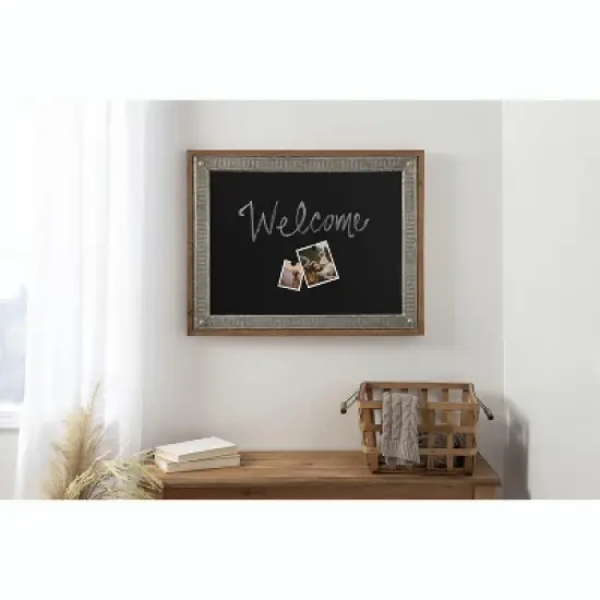 Kate and Laurel Deely Wood and Metal Framed Chalkboard, 24x30, Rustic Brown image {6}
