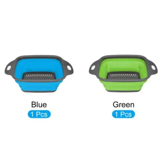 Unique Bargains Collapsible Colander Set Silicone Square Foldable Strainer Convenient Space Saving image {1}