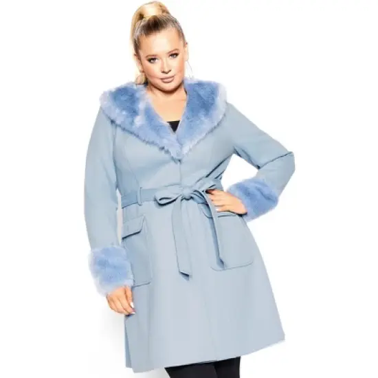Women's Plus Size Make Me Blush Coat - powder blue | CITY CHIC image {2}