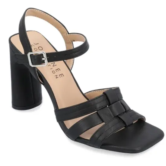 Journee Collection Womens Gibssen Ankle Strap Covered Block Heel Sandals image {9}