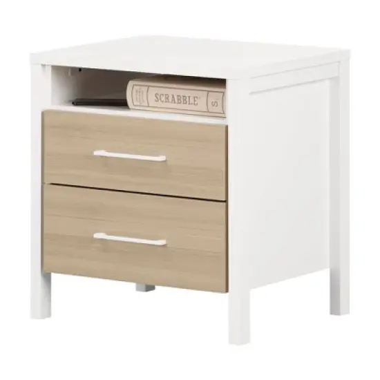 Munich 2 Drawer Nightstand - White/Soft Elm - South Shore image {9}
