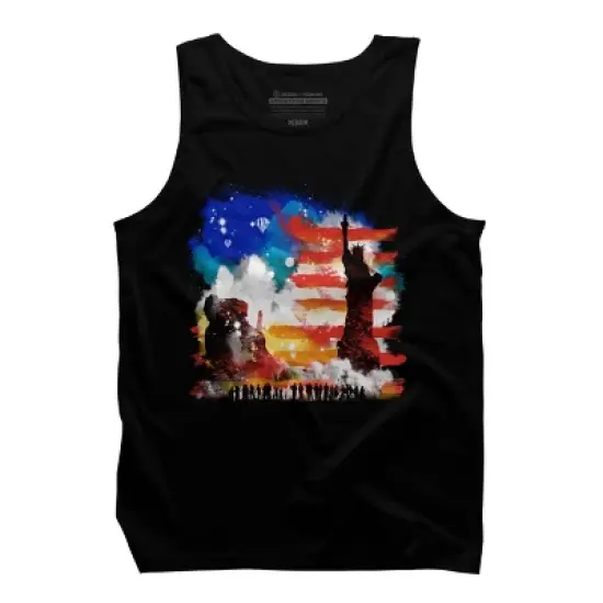 Men's Design By Humans July 4th American Sunrise State of Liberty By kharmazero Tank Top image {2}