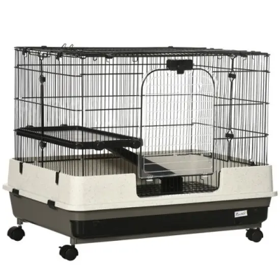 Akoasm 26 Inch 2-Level Portable Small Animal Cage & Crate With Wheels,Removable Tray, Platform And Ramp For Bunny & Ferret image {7}