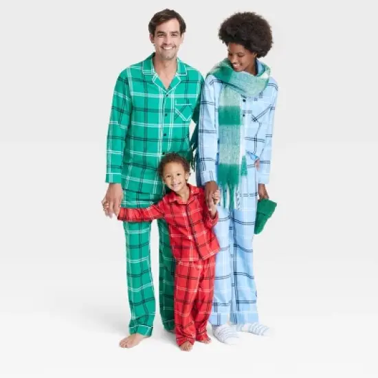 Men's Plaid Flannel Matching Family Pajama Set - Wondershop&trade; Blue image {2}