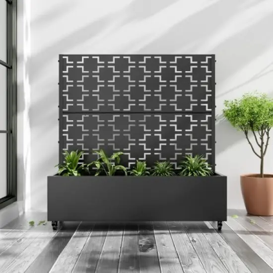 PexFix Outdoor Metal Trellis with Planter Box in Squares Pattern image {5}
