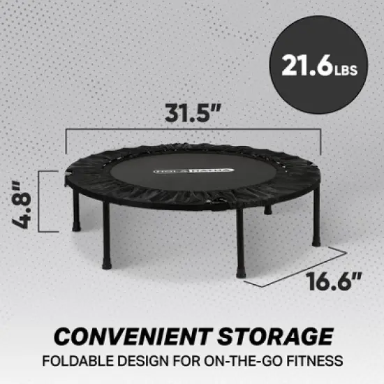 HolaHatha Foldable Mini Trampoline Fitness Rebounder w/Adjustable Handle image {2}