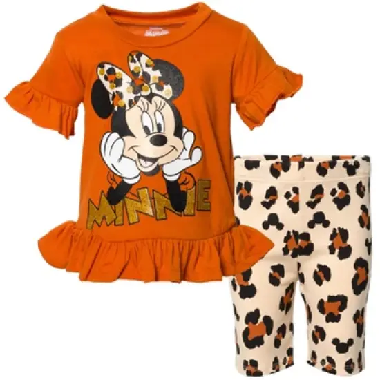Mickey Mouse & Friends Minnie Mouse Girls Graphic T-Shirt and Shorts Outfit Set Little Kid image {15}