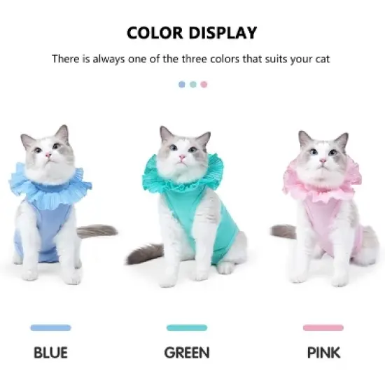 Cat Recovery Suit,Soft Anti-Licking Bodysuit with Adjustable Buckle,E-Collar Substitute,Warm After Shaving Light Blue M image {5}