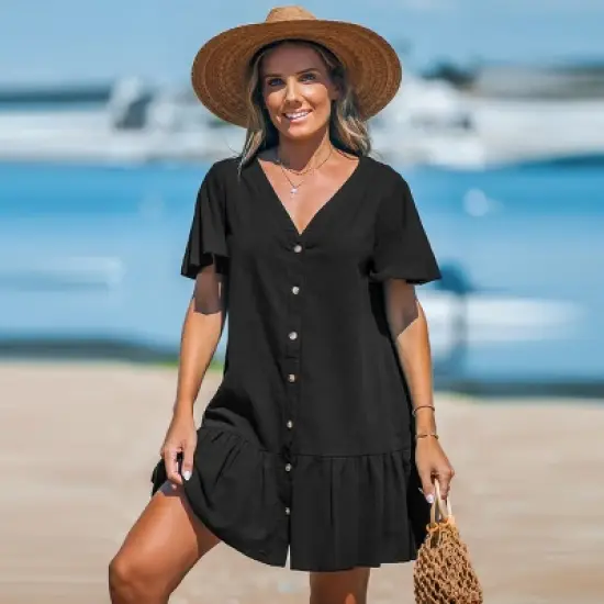 Women's V-Neck Flounce Mini Dress - Cupshe image {5}