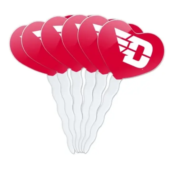 NCAA University of Dayton Flyers Logo Heart Love Cupcake Picks Toppers Decoration Set of 6 image {7}