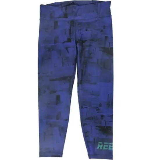 Reebok Womens MYT Allover-Print Yoga Pants, Blue, Large image {2}