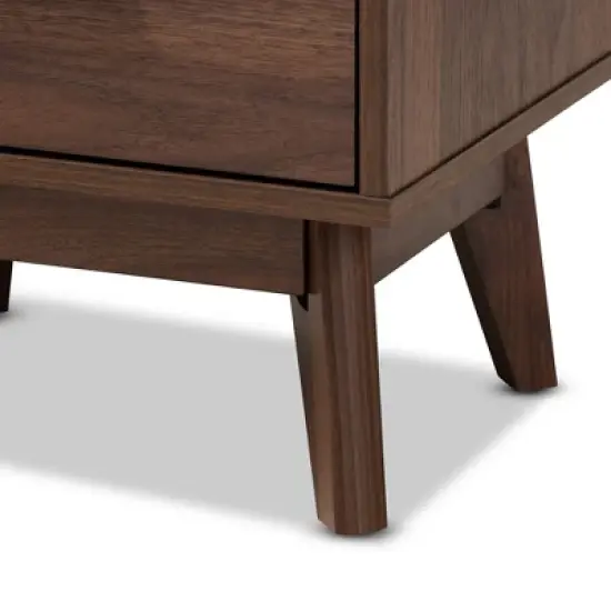 Lena Walnut Finished Wood Nightstand Brown - Baxton Studio image {4}