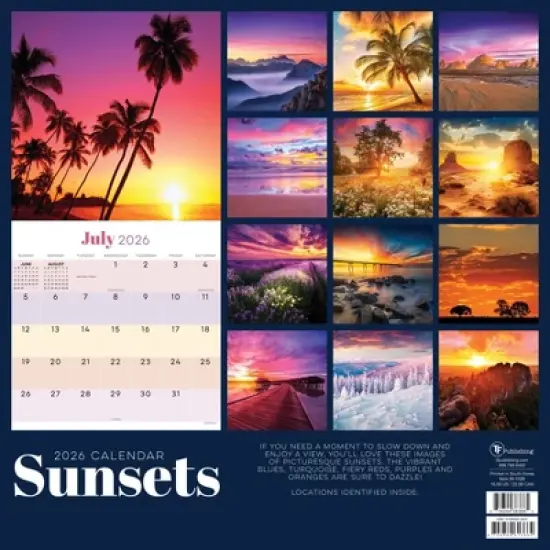 TF Publishing 13.5"x14.5" 2026 Sunsets Wall Calendar image {4}