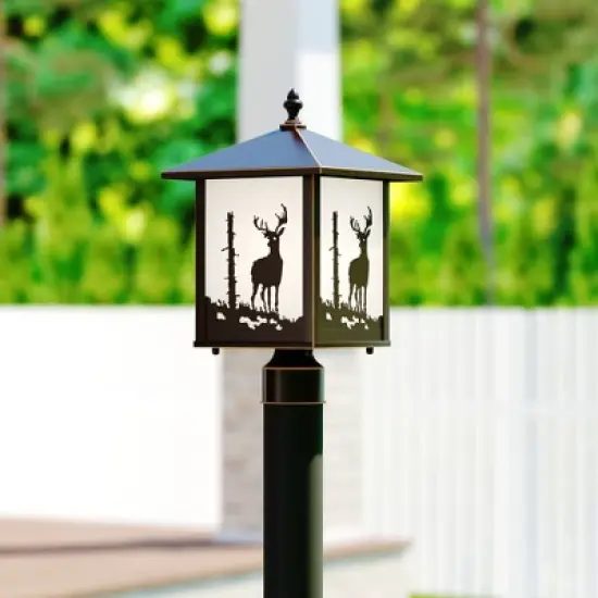 VAXCEL 1 Light Burnished Bronze Rustic Outdoor Tree Post Light White Glass image {10}