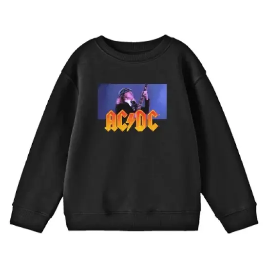 ACDC Logo and Angus Young Youth Black Crew Neck Sweatshirt image {2}