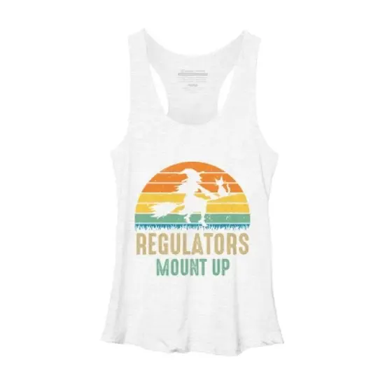 Women's Design By Humans Regulators Mount Up Halloween Witch By RedBirdLS Racerback Tank Top image {5}