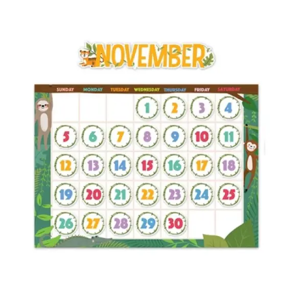 Creative Teaching Press&reg; Jungle Friends Calendar Set Bulletin Board, 67 Pieces image {1}