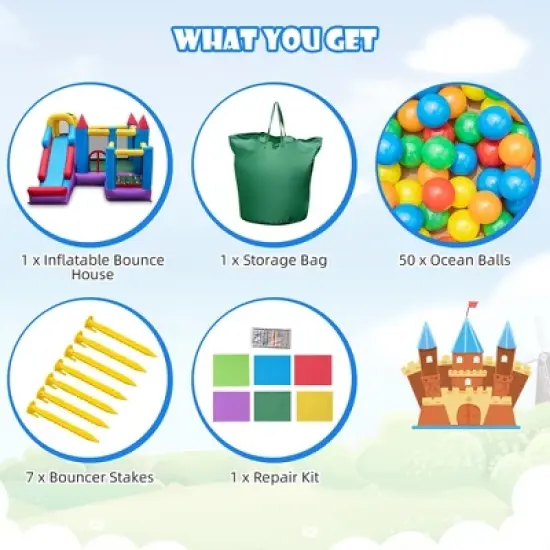 Costway 5-In-1 Inflatable Bounce Castle with Basketball Rim & Climbing Wall image {4}