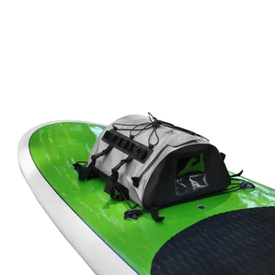 Seattle Sports 056124 15.7 Liter Spacious Capacity Heavy Duty Deluxe Kayak Waterproof Deck Bag with Zippered Opening and Buckled Tie Downs, Silver image {2}