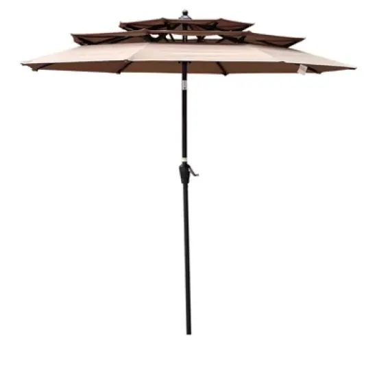 9Ft 3-Tiers Outdoor Patio Umbrella with Crank and tilt and Wind Vents for Garden Deck Backyard Pool image {1}