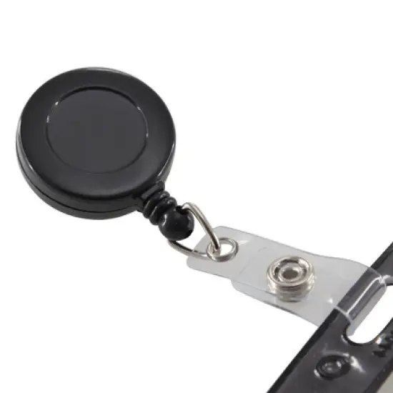 SICURIX Standard Round ID Badge Reel with Swivel Spring Clip, Black, Pack of 6 image {5}
