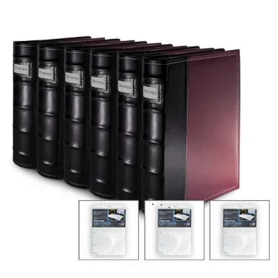 Bellagio-Italia CD/DVD Storage Binder - Burgundy - Leather - 144-Disc Capacity image {7}