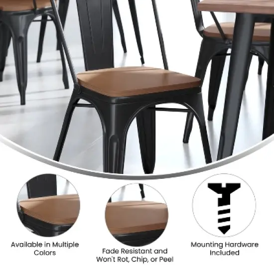 Emma and Oliver All-Weather Durable Polyresin Seat for Colorful Metal Dining Chairs, Counter Stools and Bar Stools image {4}