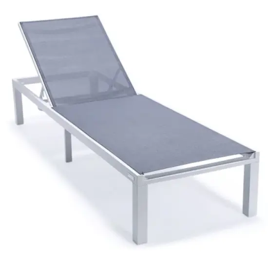 LeisureMod Marlin Patio Sling Chaise Lounge Chair in White Aluminum, Weather-Resistant Adjustable Recliner for Poolside, Deck, Balcony, or Garden Use image {14}