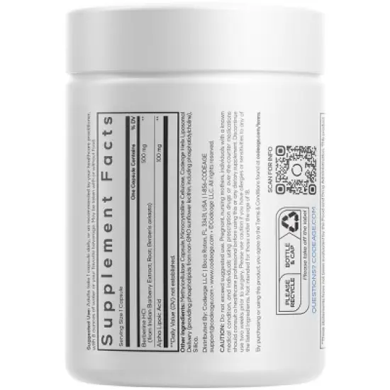 Codeage Berberine Phytosome Supplement - Berberine HCL, Alpha Lipoic Acid, Phospholipid Complex - 60ct image {1}