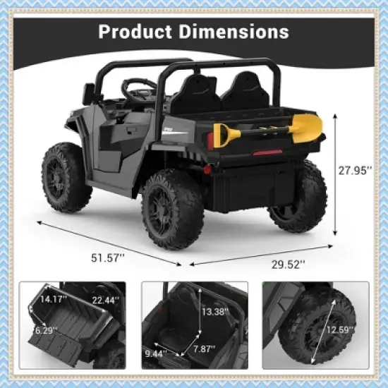 Garvee 24V Kids Ride On Dump Truck with Electric Bed, 2-Seater 4WD Ride Truck w/ Remote Control, Music, LED, Shovel, Gift for Boys & Girls image {1}