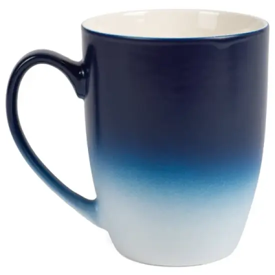 Elanze Designs Romantic Floral Valentines Coffee Cup Mug 12 Ounce Ceramic With Ombre Gradient Love You More Arrow Heart and Rose Navy Blue and White image {1}