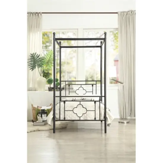 Hosta Twin Metal Canopy Platform Bed in Black - Lexicon image {3}