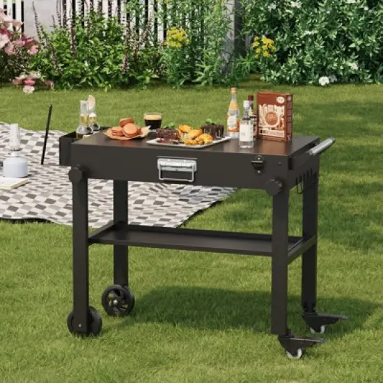 Outdoor Grill Cart Heavy Duty Commercial Grade - Rolling Kitchen Cart image {7}