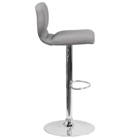 Flash Furniture Contemporary Vinyl Adjustable Height Barstool with Vertical Stitch Back and Chrome Base image {7}