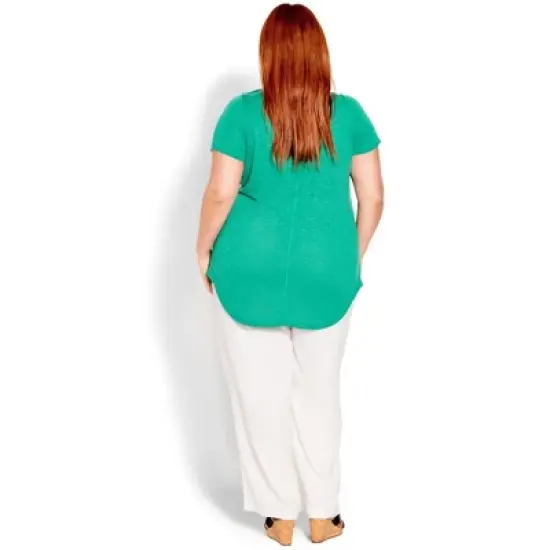 Women's Plus Size Slub Tee - jade | EVANS image {1}