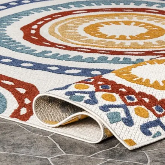 nuLOOM Micki Intricate Circles Indoor/Outdoor Patio Area rug image {3}