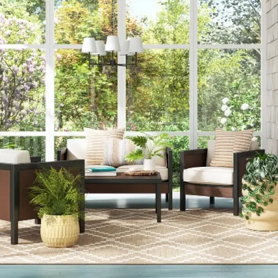 Bryant 2pc Faux Wood Patio Loveseat & Coffee Table - Gray/Natural - Threshold&trade; image {1}