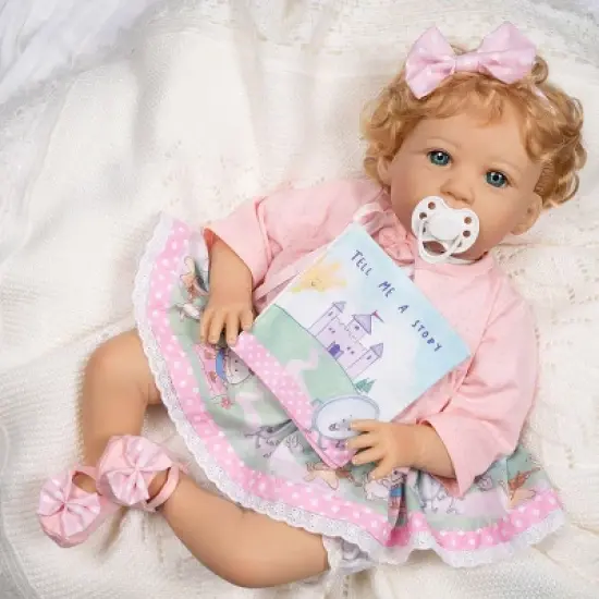 Paradise Galleries Reborn Toddler Girl Doll Story Time, 21 inch with Light Blonde Hair and Blue Eyes, Made in SoftTouch Vinyl image {1}