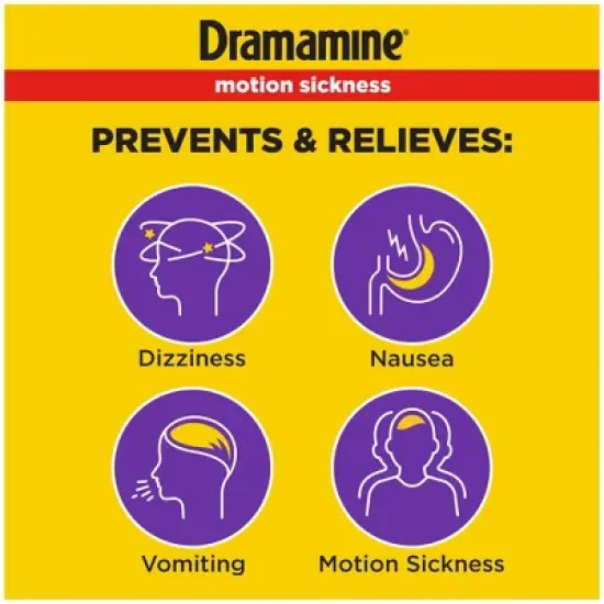 Dramamine All Day Less Drowsy Motion Sickness Relief Chewable Tablets - Raspberry Cream - 12ct image {2}