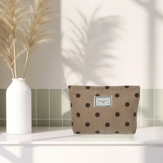 Unique Bargains Portable Corduroy Polka Dot Makeup Bags and Organizers 1 Pc image {5}