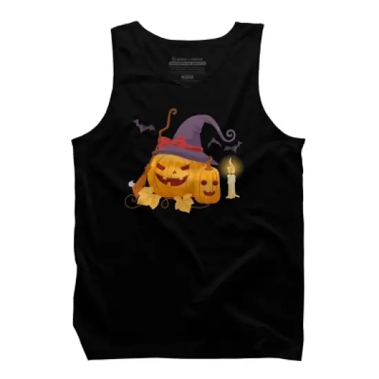 Men's Design By Humans Halloween Witch Pumpkins With Bats By VectorVillain Tank Top image {4}